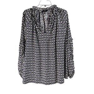 NWT LANE BRYANT Ruffled Sleeve Blouse Black Purple Size 22/24 FLAWED